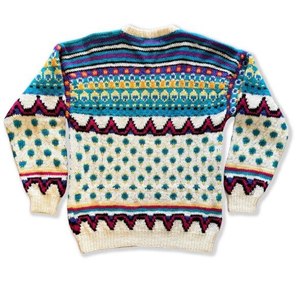 Vintage 80s Hand-Knit Wool Sweater XL – Grandpa Core - Picture 5 of 7